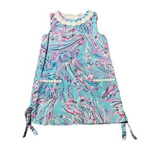 Lilly Pulitzer Girls Little Lilly Classic Shift Dress Blue Pink Jellyfish Size 4